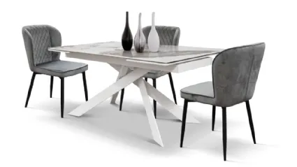 Tavolo allungabile piano finitura luxury e base in metallo 160x90