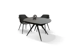 Tavolo allungabile top in ceramica grigio graffite, gambe in metallo e allunghe interne 120x80