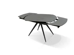 Tavolo allungabile top in ceramica grigio graffite, gambe in metallo e allunghe interne 120x80