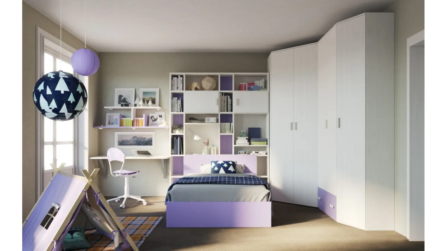 Cameretta con letto da una piazza e mezza e cabina armadio