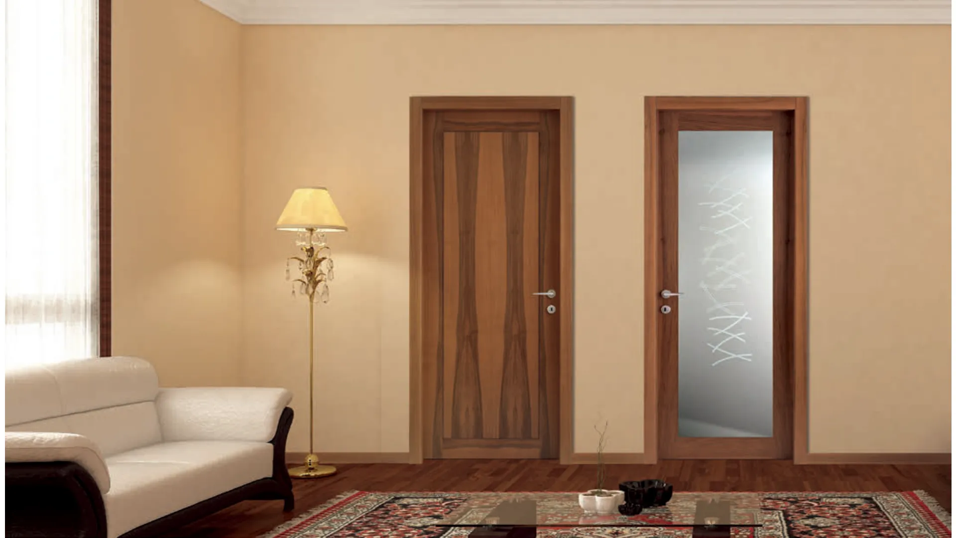 porta in legno con vetro satinato 