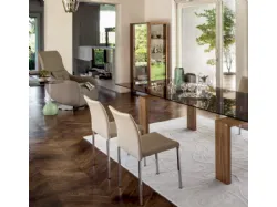 Tavolo moderno allungabile in legno e vetro