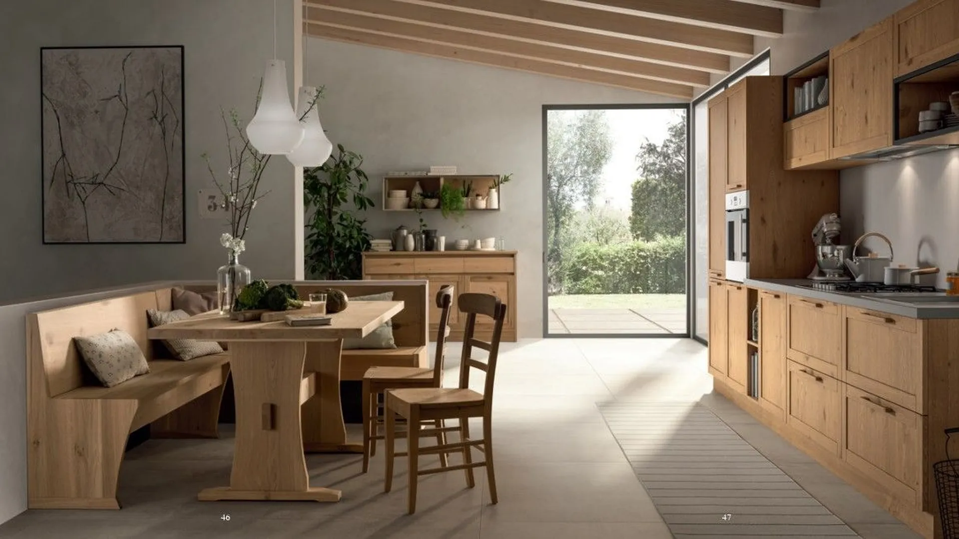 Cucina WOOD anta a telaio in Rovere