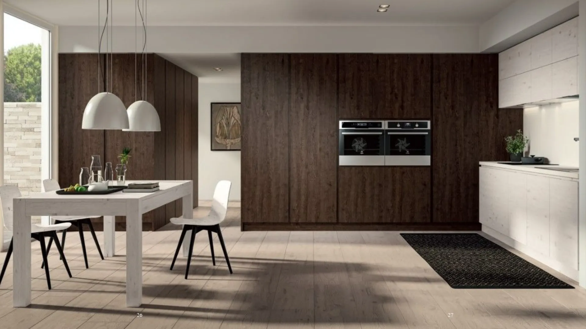 Cucina composizione 02 legno di rovere