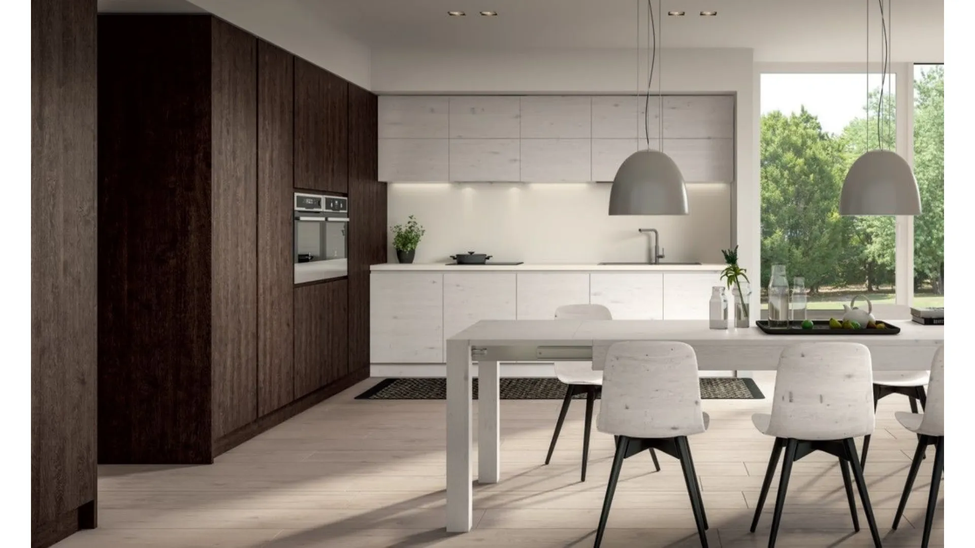 Cucina composizione 02 legno di rovere