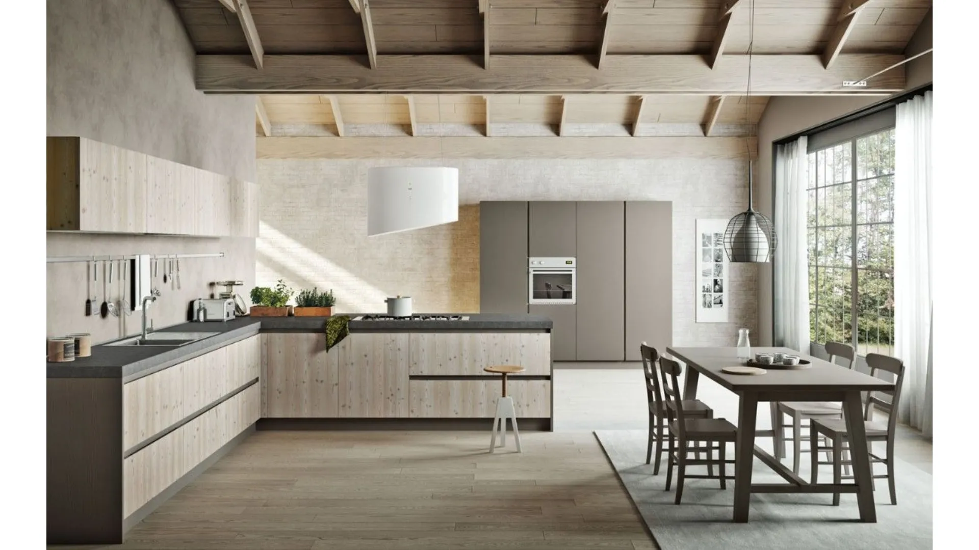 Cucina composizione A1 legno ABETE