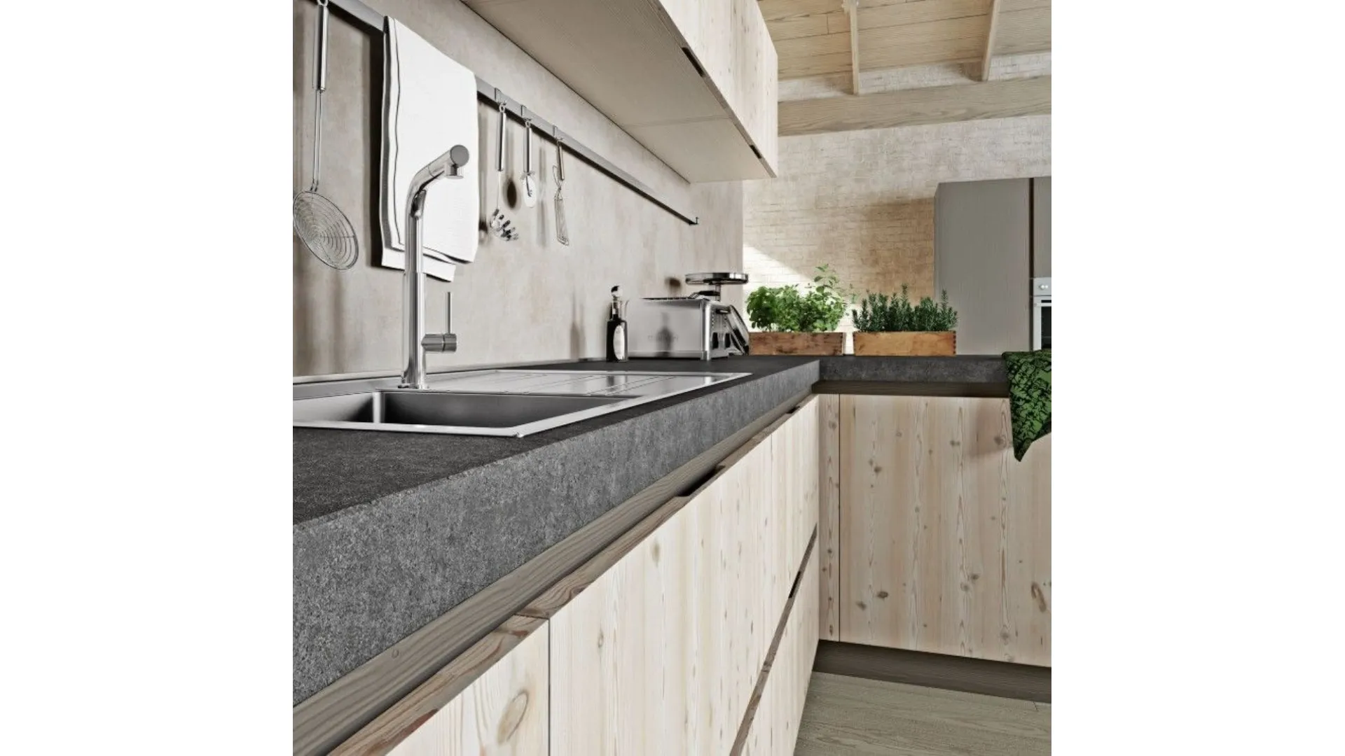 Cucina composizione A1 legno ABETE