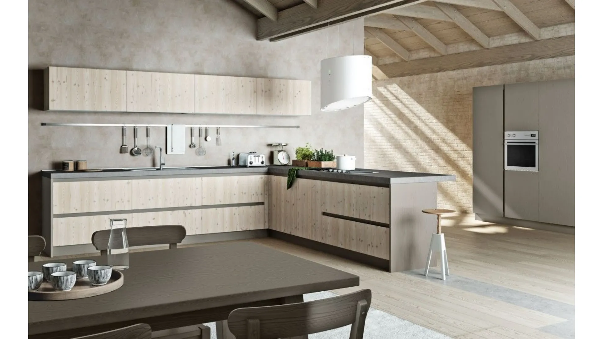 Cucina composizione A1 legno ABETE