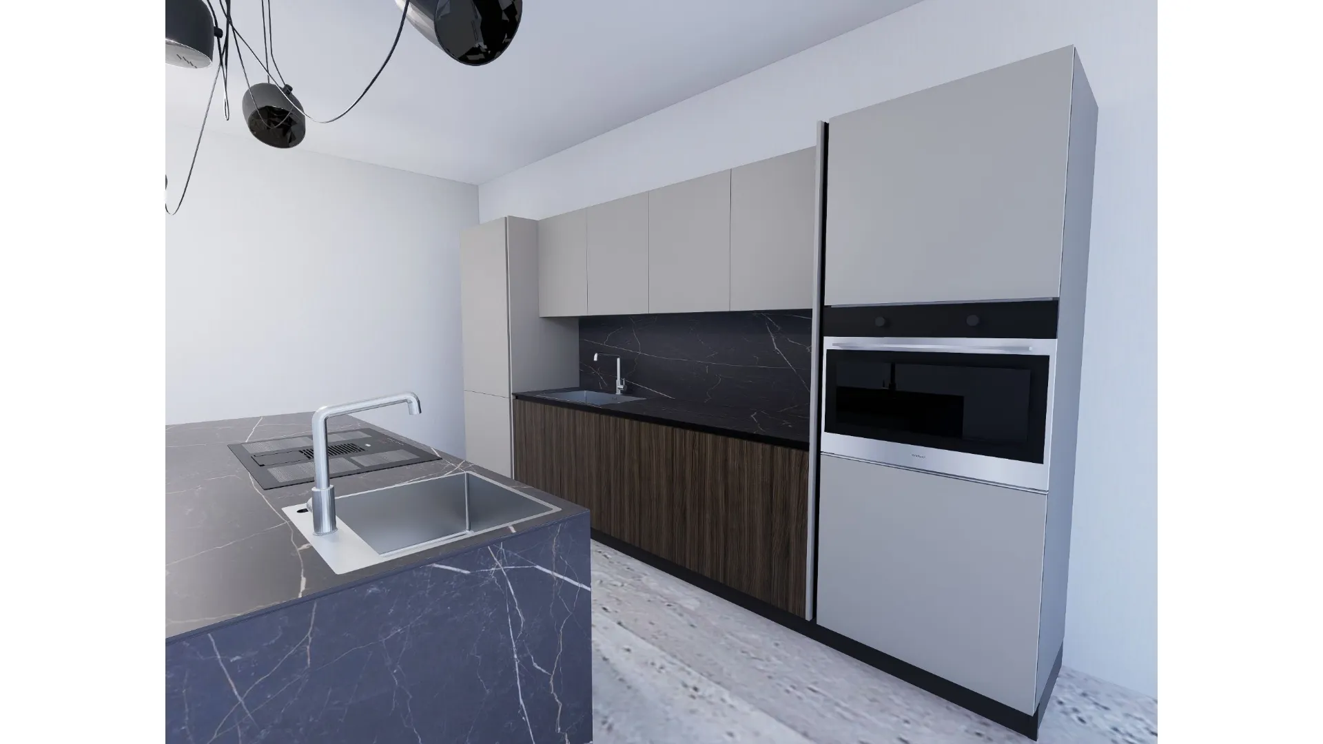 Cucina in laminato a ponte 