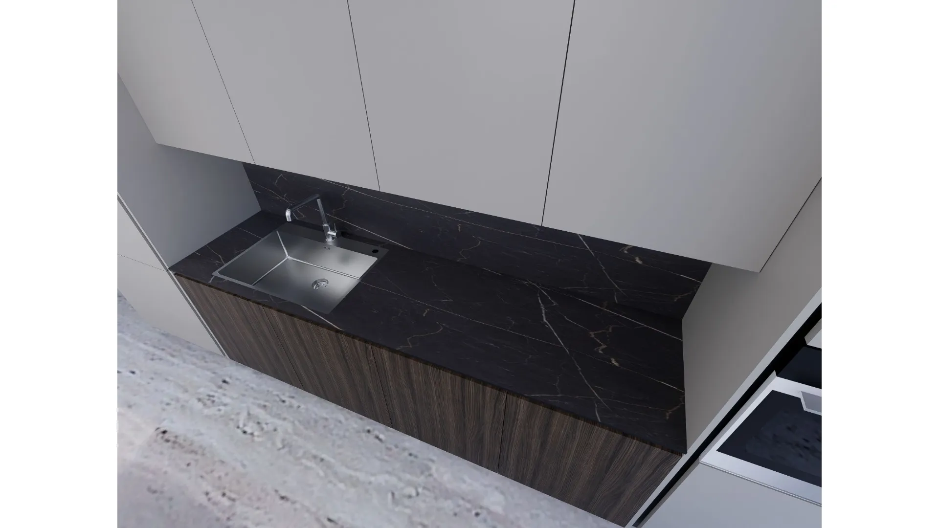 Cucina in laminato a ponte 