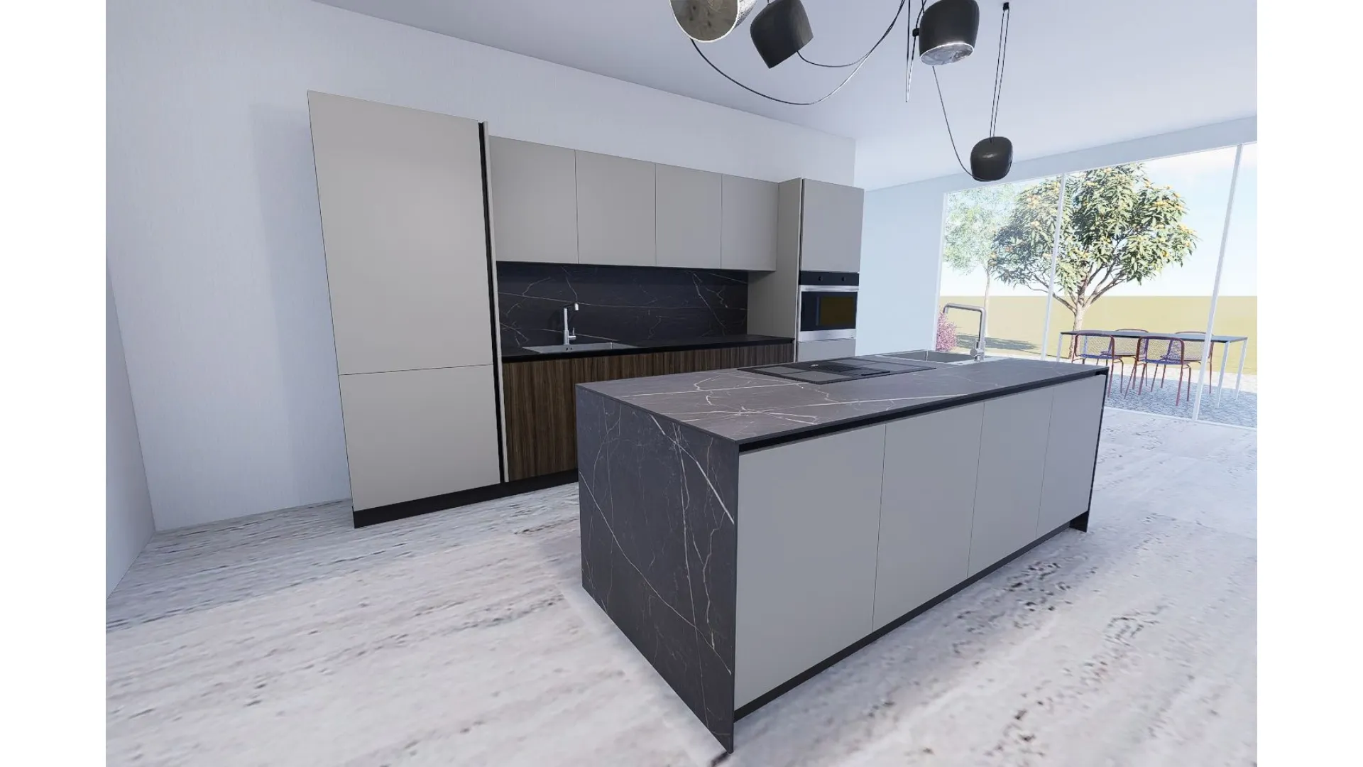 Cucina in laminato a ponte 