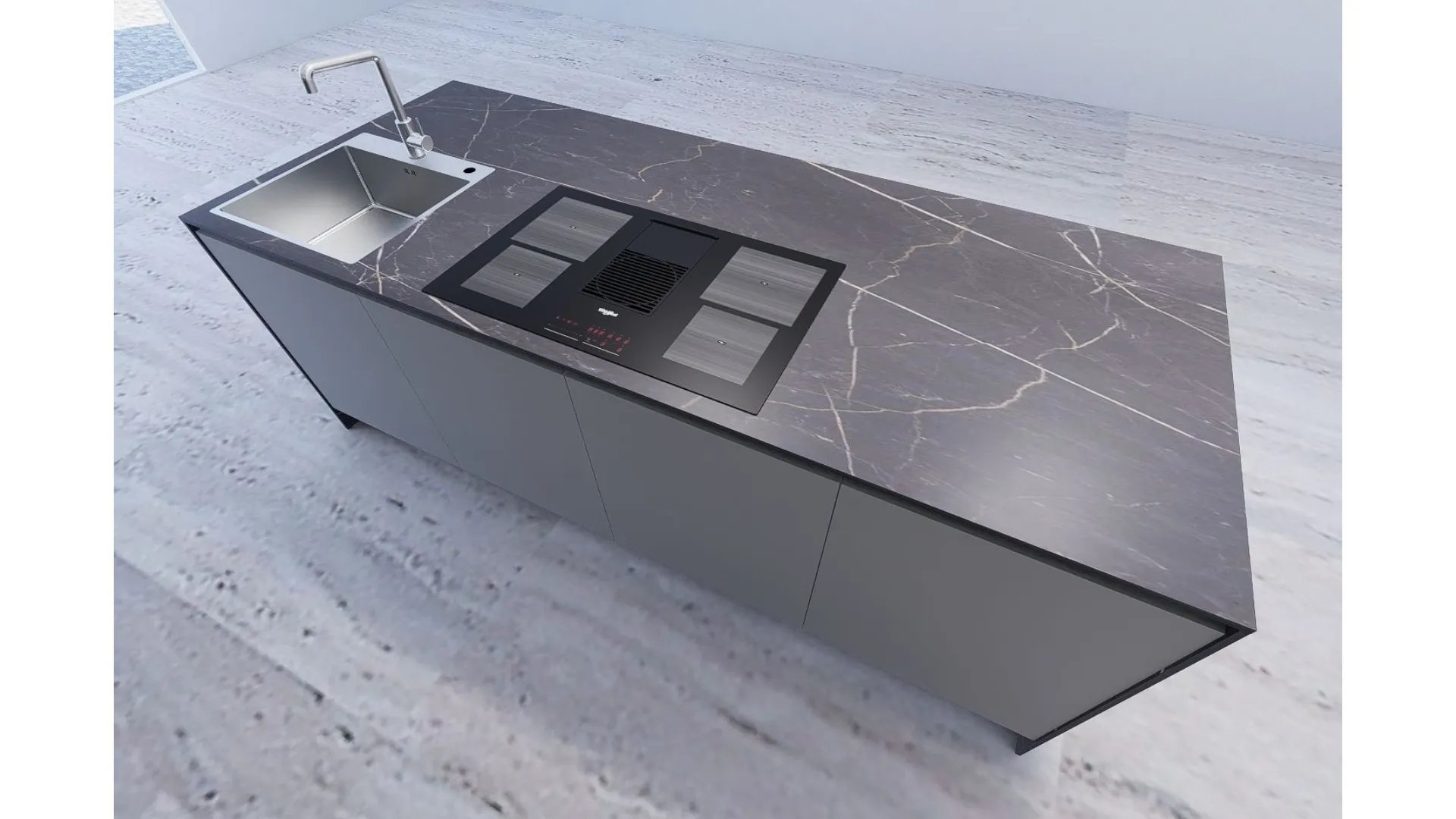 Cucina in laminato a ponte 