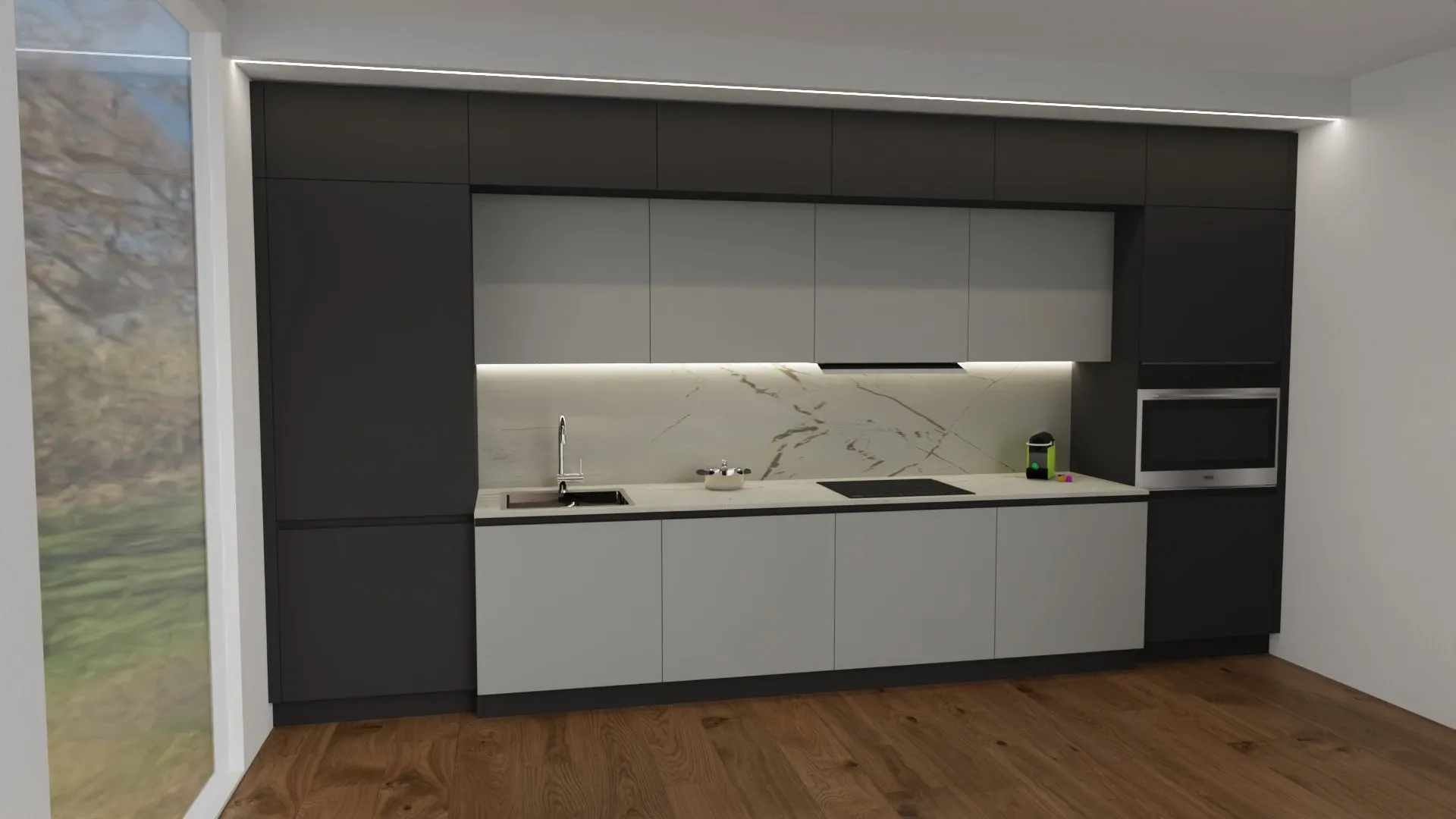 Cucina in laminato a ponte 