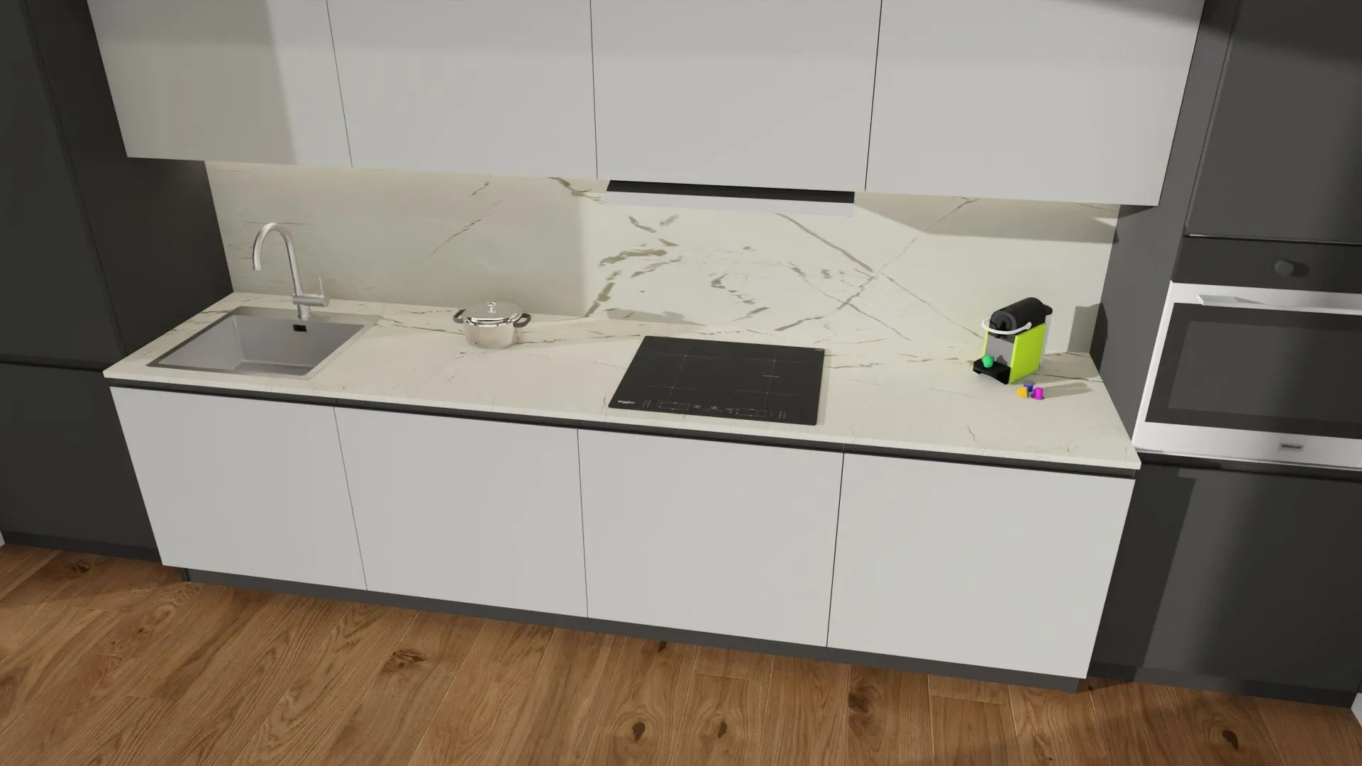 Cucina  moderna completa di elettrodomestici 