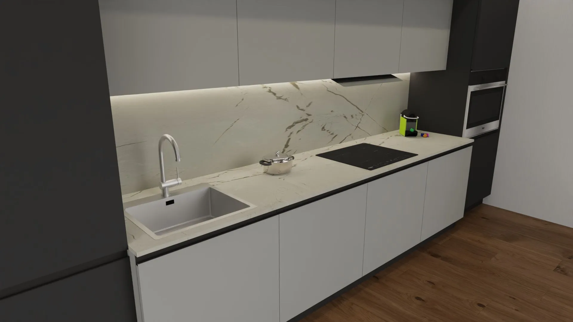 Cucina  moderna completa di elettrodomestici 