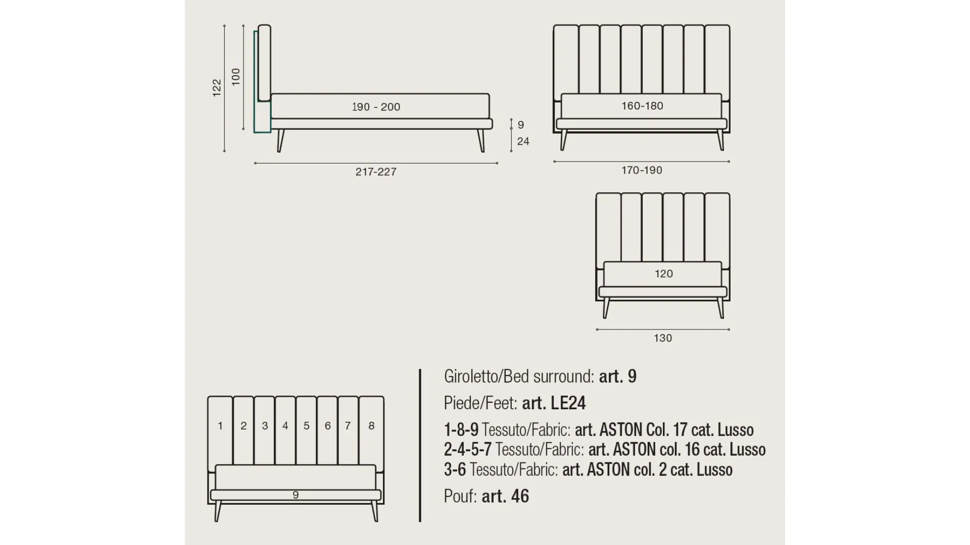  Letto matrimoniale DOMINO 24 con rete di struttura