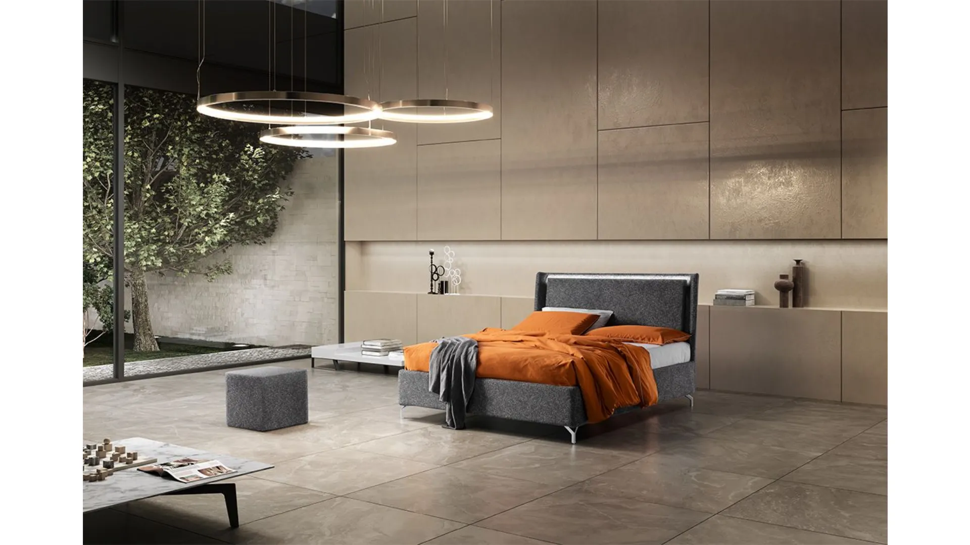 Letto matrimoniale ILLUMIA con contenitore