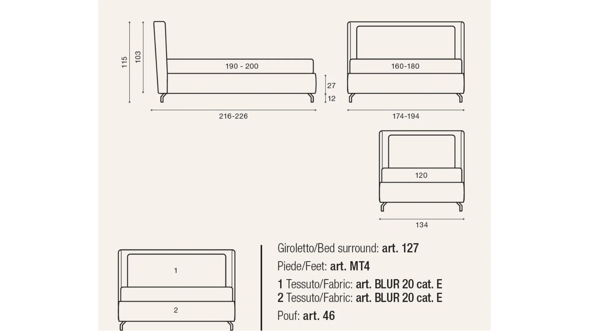 Letto matrimoniale ILLUMIA con contenitore