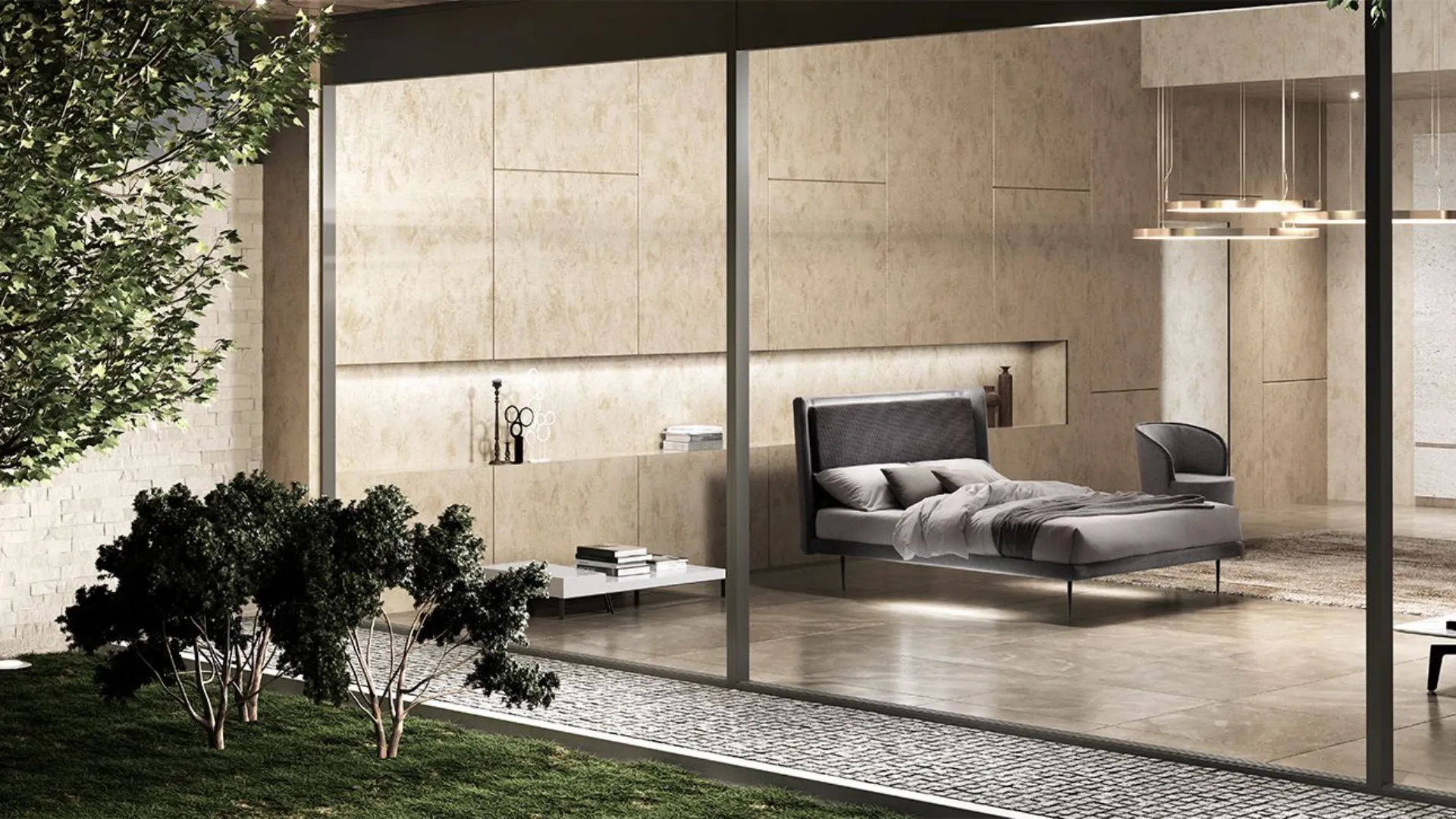 Letto matrimoniale ILLUMIA con rete di struttura