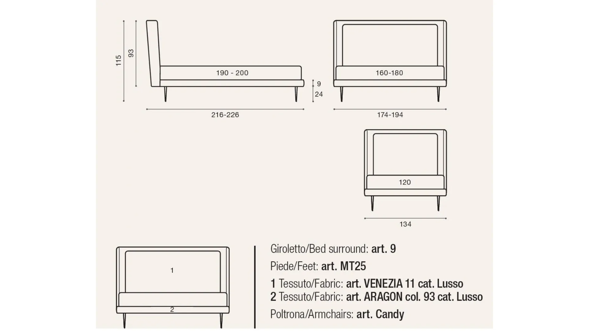 Letto matrimoniale ILLUMIA con rete di struttura