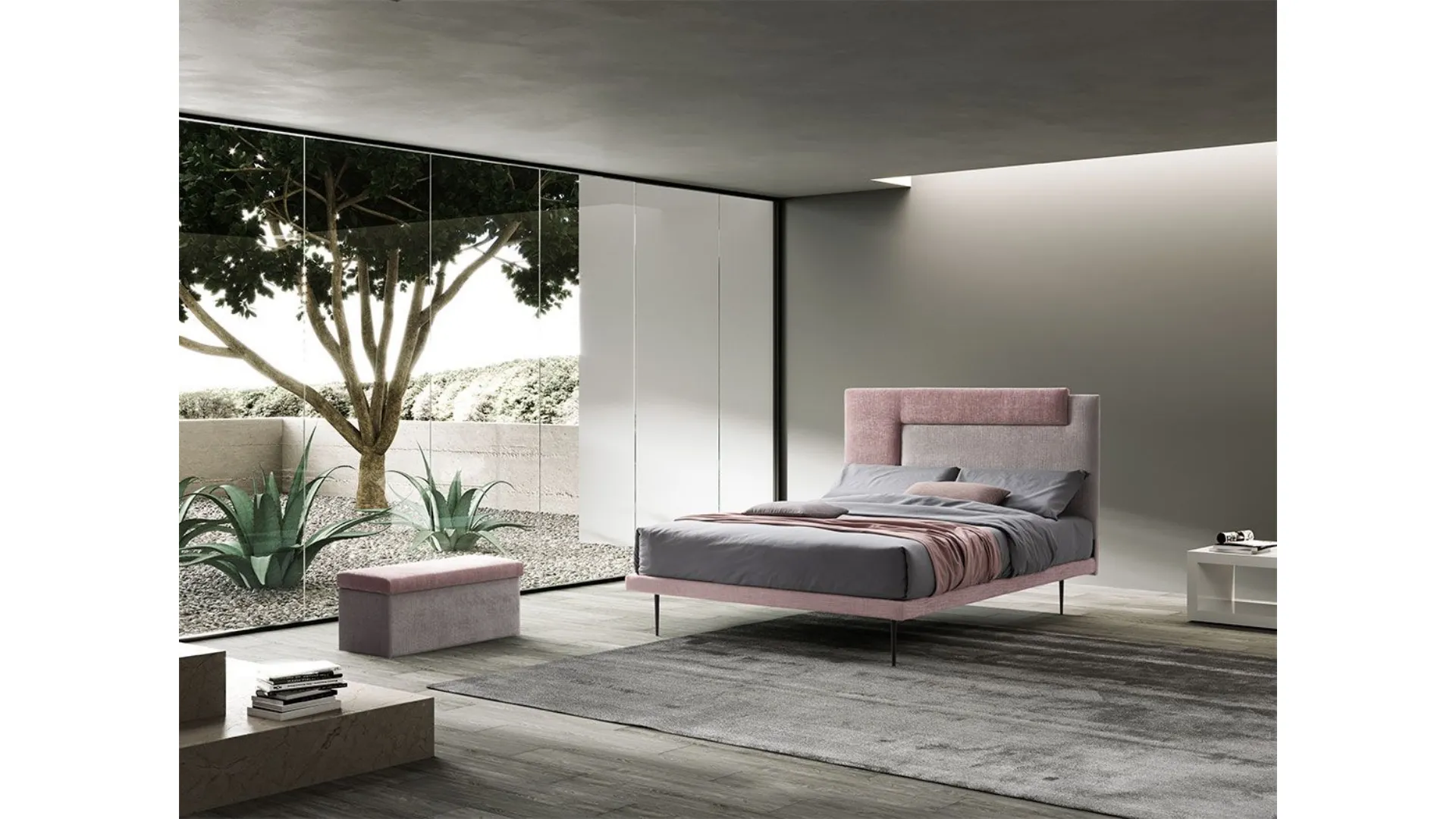 Letto matrimoniale SPAZIO DINAMIC con rete di struttura.