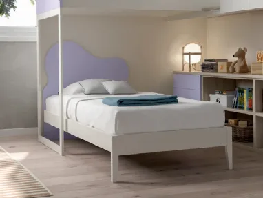 Letto singolo con testiera e piedini sagomati, realizzato con materiali di qualità 205x90