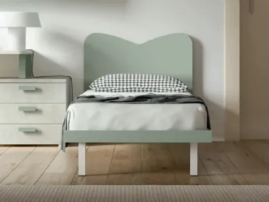 Letto singolo moderno con testiera sagomata e piedini quadrati 200x90