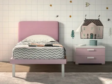 Letto singolo con testiera imbottita sfoderabile, personalizzazione delle finiture 80x195