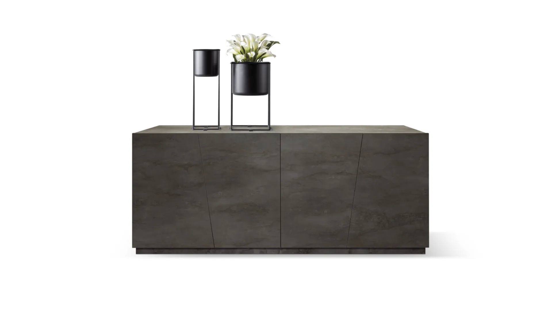 Madia 4 ante ammortizzate di design in finitura acciaio ossidato 180x80