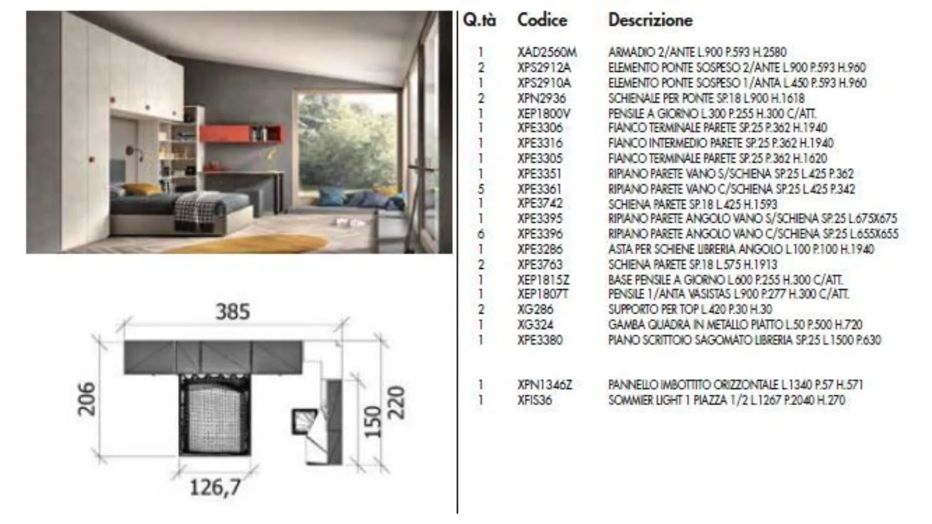 Cameretta in legno laccato