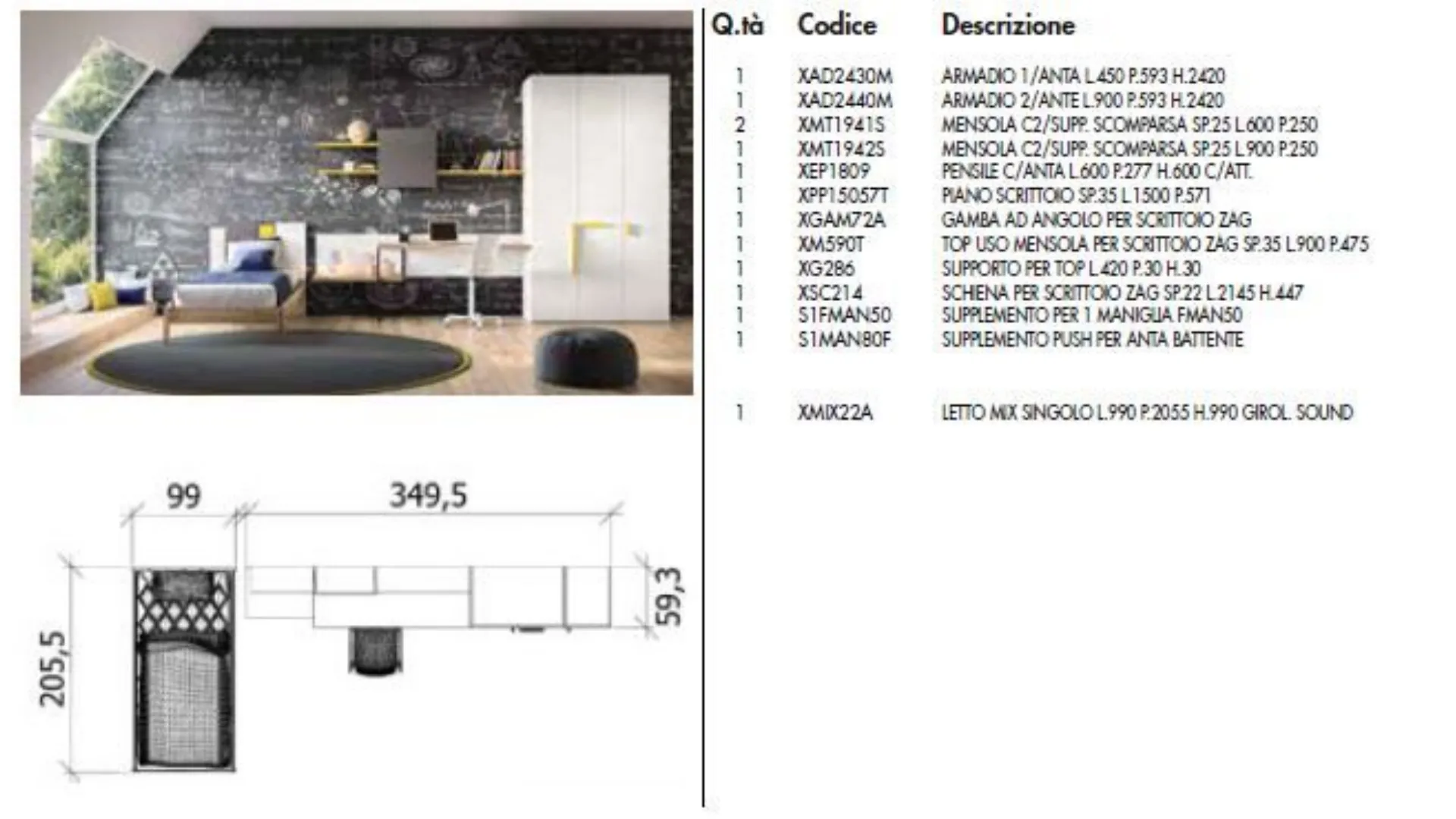 Cameretta in stile geometrico