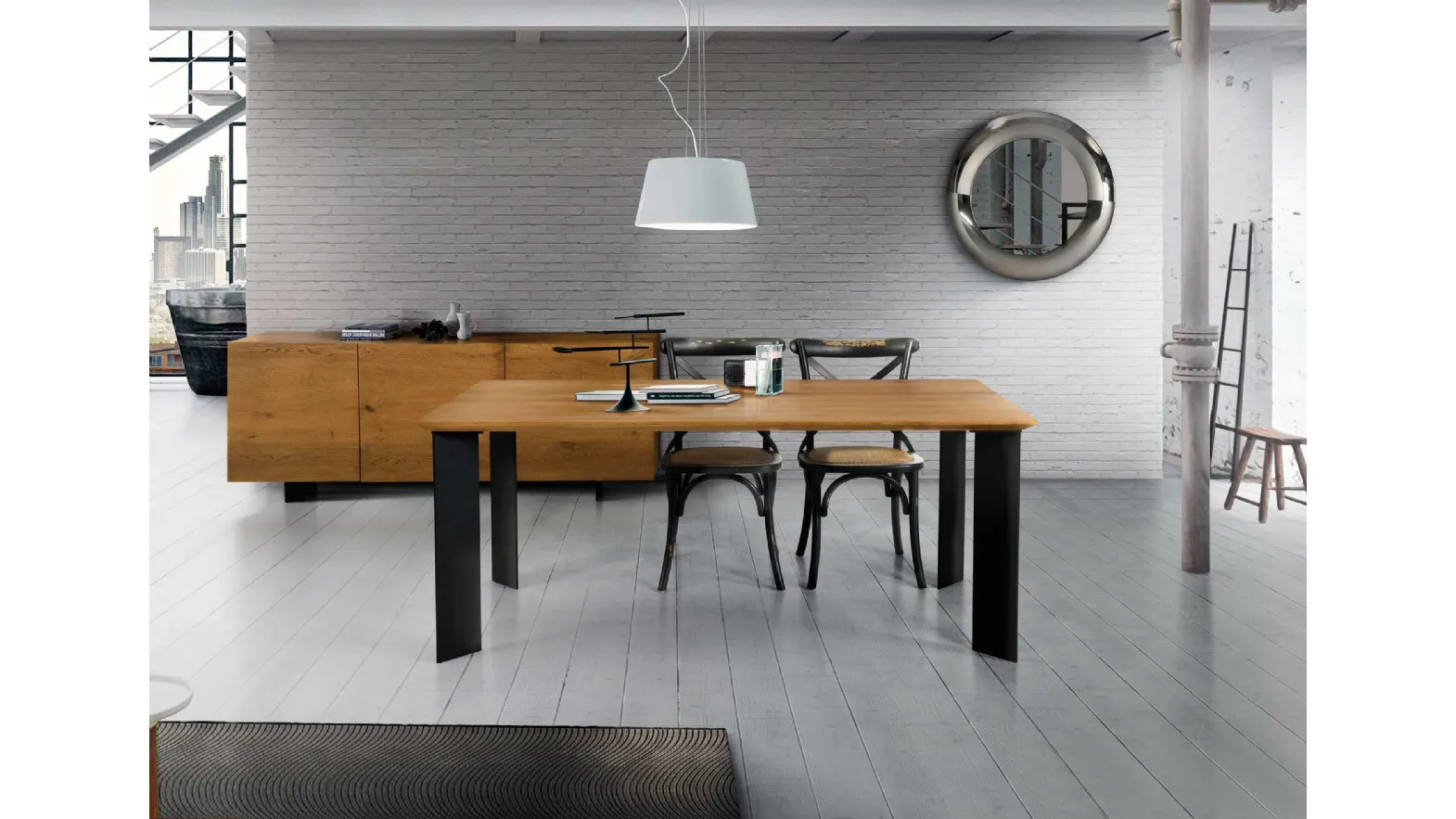 Tavolo in Legno con gambe in metallo Verniciato